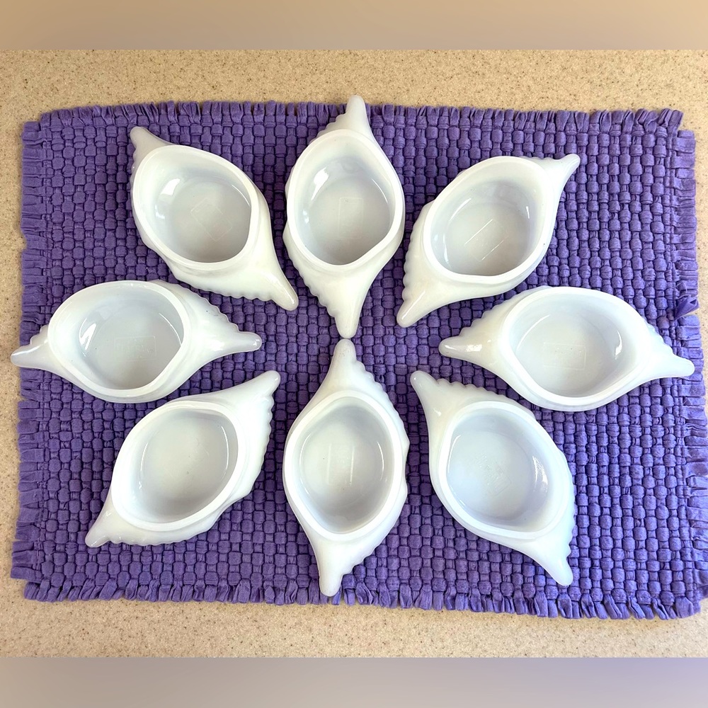 Crab baking dishes (8) by Glasbake (USA)